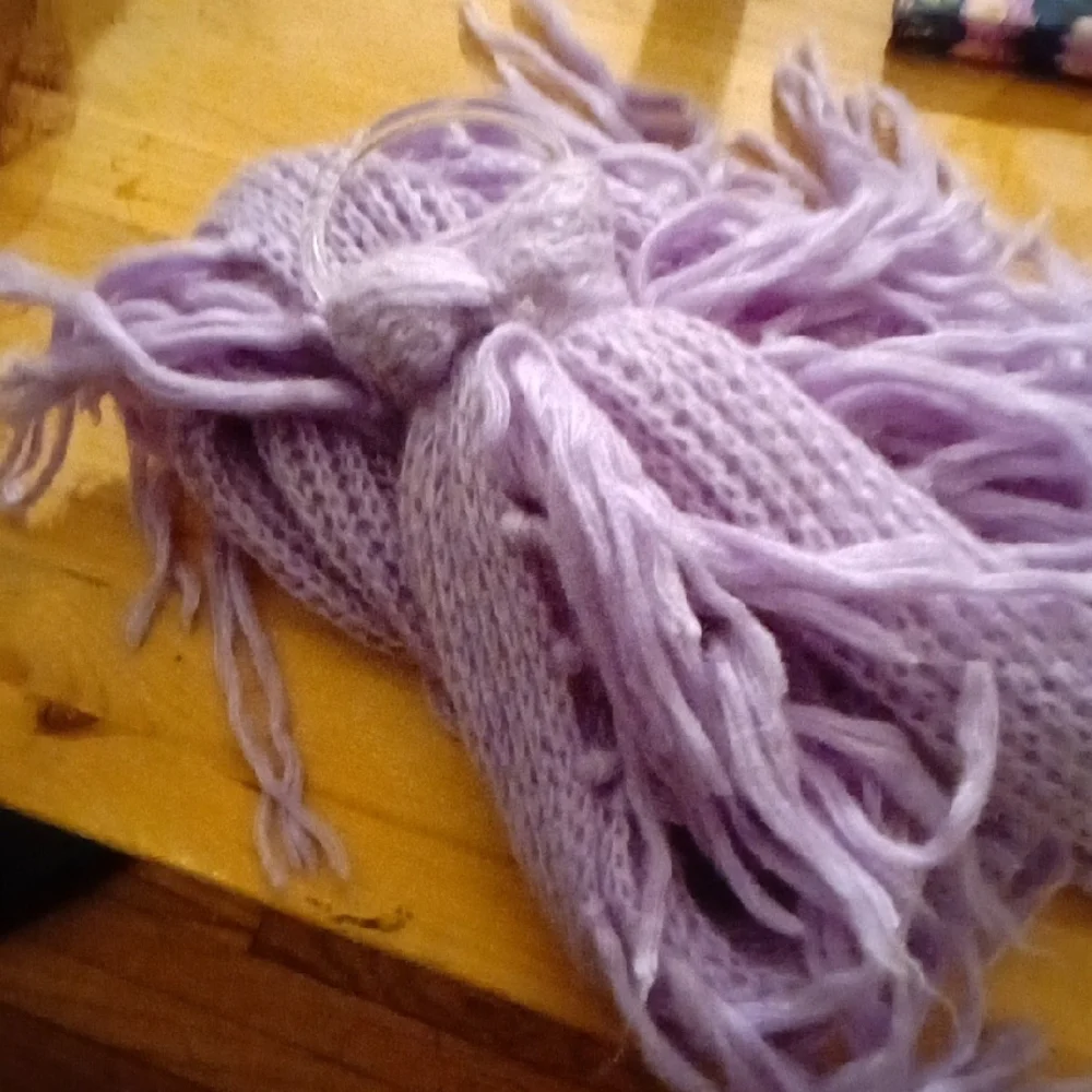 A New Day Light Purple Knit Scarf with Fringe - Picture 2 of 3